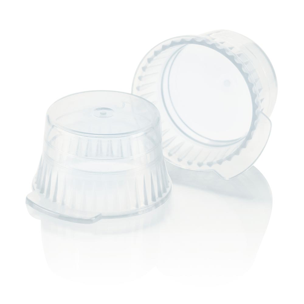 Globe Scientific Snap Cap, Translucent Clear, PE, for 13mm Glass and Evacuated Tubes and 12mm Plastic Test Tubes Image